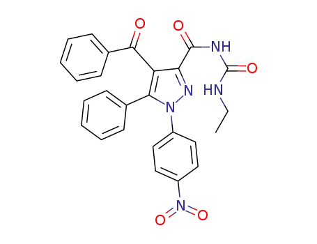 Molecular Structure of 1628798-96-8 (N-[4-benzoyl-1-(4-nitrophenyl)-5-phenyl-1H-pyrazole-3-carbonyl]-N'-ethylurea)