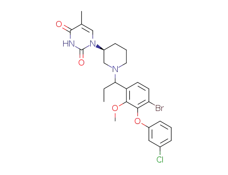 1-[(3S)-1-{1-[4-bromo-3-(3-chlorophenoxy)-2-methoxyphenyl]propyl}piperidin-3-yl]-5-methylpyrimidine-2,4(1H,3H)-dione