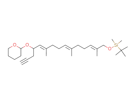 (5E,9E,13E)-15-<(tert-Butyldimethylsilyl)oxy>-6,10,14-trimethyl-5,9,13-pentadecatrien-1-yn-4-ol Tetrahydropyranyl Ether