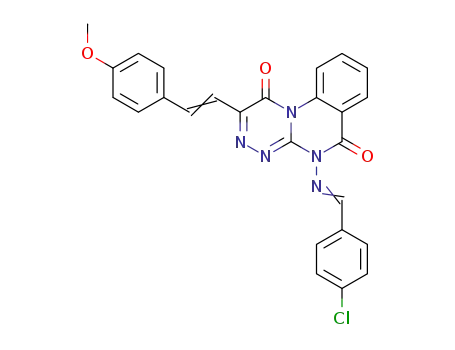 Molecular Structure of 123566-00-7 (10-{[1-(4-Chloro-phenyl)-meth-(E)-ylidene]-amino}-3-[(E)-2-(4-methoxy-phenyl)-vinyl]-10H-1,2,4a,10-tetraaza-phenanthrene-4,9-dione)