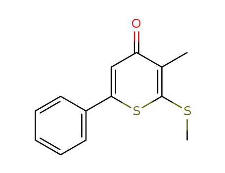 4H-Thiopyran-4-one, 3-methyl-2-(methylthio)-6-phenyl-