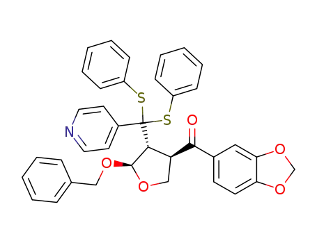 (+)-(2S,3S,4R)-2-(Benzyloxy)-3-<bis(phenylthio)-4-pyridylmethyl>-4-<3,4-(methylenedioxy)benzoyl>tetrahydrofuran