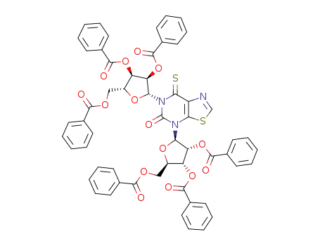 Molecular Structure of 55520-52-0 (7-thioxo-4,6-bis-(tri-<i>O</i>-benzoyl-β-<i>D</i>-ribofuranosyl)-6,7-dihydro-4<i>H</i>-thiazolo[5,4-<i>d</i>]pyrimidin-5-one)