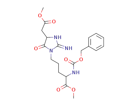 2-Benzyloxycarbonylamino-5-(2-imino-4-methoxycarbonylmethyl-5-oxo-imidazolidin-1-yl)-pentanoic acid methyl ester
