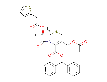 (6<i>R</i>)-3-acetoxymethyl-8-oxo-7<i>t</i>-(thiophen-2-yl-acetoxy)-(6<i>r</i><i>H</i>)-5-thia-1-aza-bicyclo[4.2.0]oct-2-ene-2-carboxylic acid benzhydryl ester