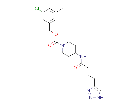 Molecular Structure of 1613513-97-5 (3-Chloro-5-methylbenzyl 4-(4-(1H-1,2,3-triazol-4-yl)butanamido)piperidine-1-carboxylate)