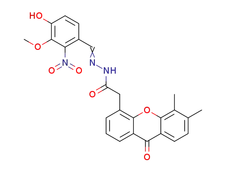 Molecular Structure of 1415113-59-5 (N'-(4-hydroxy-3-methoxy-2-nitrobenzylidene)-2-(5,6-dimethyl-9-oxo-9H-xanthen-4-yl)acetohydrazide)