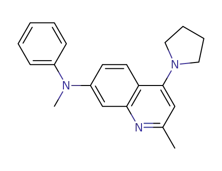 Molecular Structure of 581066-48-0 (7-Quinolinamine, N,2-dimethyl-N-phenyl-4-(1-pyrrolidinyl)-)