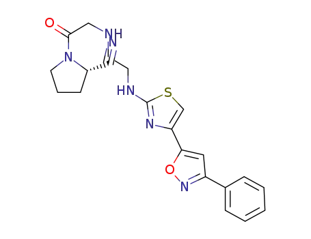 Molecular Structure of 521266-73-9 ((2S)-1-({2-[4-(3-Phenyl-isoxazol-5-yl)-thiazol-2-ylamino]-ethylamino}-acetyl)-pyrrolidine-2-carbonitrile)