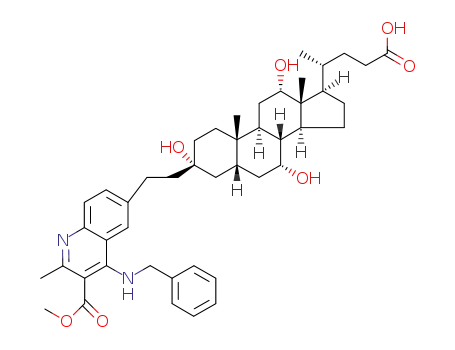 methyl-2-methyl-4-benzylamino-6{2-[1-(3α,7α,12α-trihydroxy-10β,13β-dimethyl-17β-(carboxy-1-methylpropyl)hexadecahydrocyclopenta[a]phenantren-3-yl)eth-1yl]}quinoline-3-carboxylate