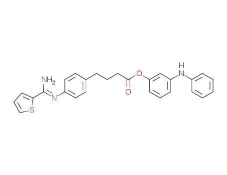 Molecular Structure of 262447-00-7 (3-Anilinophenyl 4-(4-{[Amino(2-thienyl)methylidene]amino}-phenyl)butanoate)