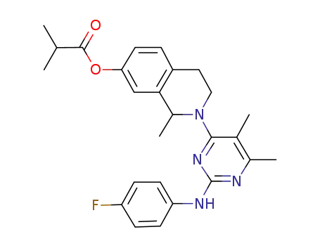 Molecular Structure of 214539-51-2 (Propanoic  acid,  2-methyl-,  2-[2-[(4-fluorophenyl)amino]-5,6-dimethyl-4-pyrimidinyl]-1,2,3,4-tetrahydro-1-methyl-7-isoquinolinyl  ester)