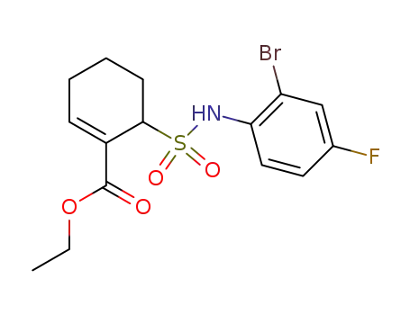 Molecular Structure of 243984-12-5 (1-Cyclohexene-1-carboxylic acid,
6-[[(2-bromo-4-fluorophenyl)amino]sulfonyl]-, ethyl ester)
