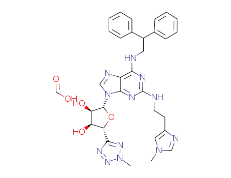 (2R,3R,4S,5R)-2-{6-(2,2-Diphenyl-ethylamino)-2-[2-(1-methyl-1H-imidazol-4-yl)-ethylamino]-purin-9-yl}-5-(2-methyl-2H-tetrazol-5-yl)-tetrahydro-furan-3,4-diol Formate