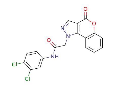 Molecular Structure of 1245749-97-6 (4-oxo-N-(3,4-dichlorophenyl)-[1]benzopyrano[4,3-c]pyrazole-1(4H)acetamide)