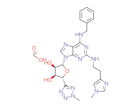 (2R,3R,4S,5R)-2-{6-Benzylamino-2-[2-(1-methyl-1H-imidazol-4-yl)-ethylamino]-purin-9-yl}-5-(2-methyl-2H-tetrazol-5-yl)-tetrahydro-furan-3,4-diol Formate