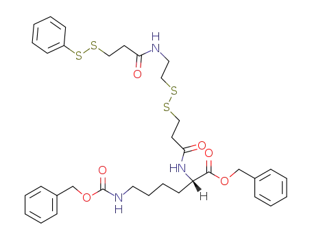 Molecular Structure of 15297-32-2 (N<sup>ε</sup>-Benzyloxycarbonyl-N<sup>α</sup>-(7-<3-(phenyl-dithio)-propionamido-4,5-dithiaheptanoyl)-L-lysinbenzylester)