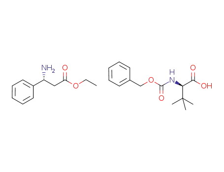 salt of (R)-benzyloxycarbonylamino-tert-leucine and (R)-3-amino-3-phenylpropionic acid ethyl ester