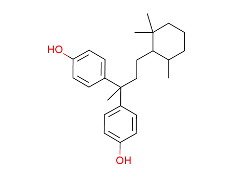 Molecular Structure of 847502-74-3 (Phenol, 4,4'-[1-methyl-3-(2,2,6-trimethylcyclohexyl)propylidene]bis-)