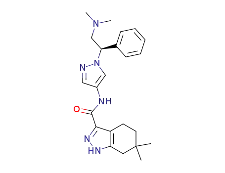 Molecular Structure of 1557234-11-3 (N-(1-((1R)-2-(dimethylamino)-1-phenylethyl)-1H-pyrazol-4-yl)-6,6-dimethyl-4,5,6,7-tetrahydro-1H-indazole-3-carboxamide)