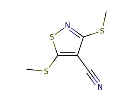 Molecular Structure of 4886-13-9 (3,5-BIS(METHYLTHIO)ISOTHIAZOLE-4-CARBONITRILE)