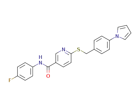6-(4-(1H-pyrrol-1-yl)benzylthio)-N-(4-fluorophenyl)nicotinamide