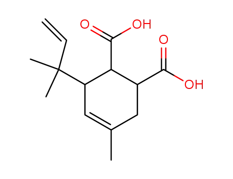 Molecular Structure of 107821-18-1 (3-(1,1-Dimethyl-allyl)-5-methyl-cyclohex-4-ene-1,2-dicarboxylic acid)