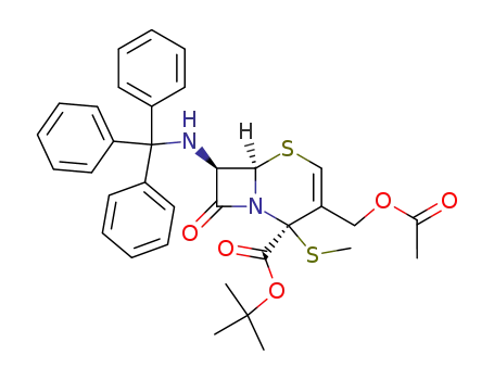 (6<i>R</i>)-3-acetoxymethyl-2-methylsulfanyl-8-oxo-7<i>t</i>-tritylamino-(6<i>r</i><i>H</i>)-5-thia-1-aza-bicyclo[4.2.0]oct-3-ene-2<i>t</i>-carboxylic acid <i>tert</i>-butyl ester