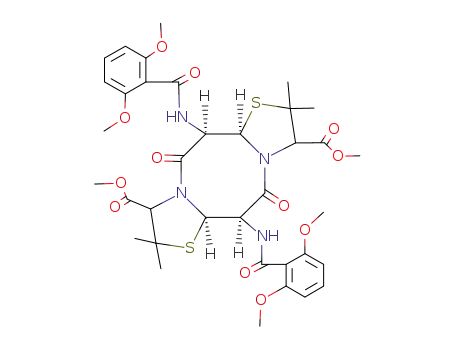 (6a<i>R</i>)-6<i>t</i>,12<i>t</i>-bis-(2,6-dimethoxy-benzoylamino)-2,2,8,8-tetramethyl-5,11-dioxo-(6a<i>r</i>,12a<i>c</i>)-octahydro-bisthiazolo[3,2-<i>a</i>;3',2'-<i>e</i>][1,5]diazocine-3<i>c</i>,9<i>c</i>-dicarboxylic acid dimethyl ester