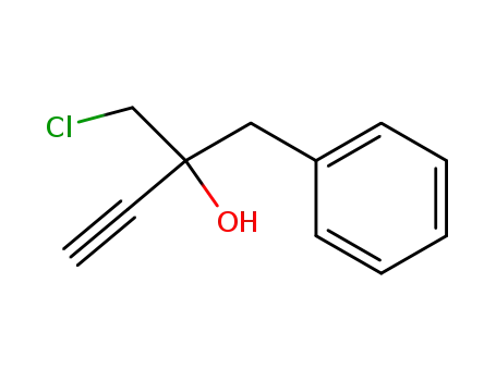 Molecular Structure of 4458-19-9 (2-Chloromethyl-1-phenyl-but-3-yn-2-ol)