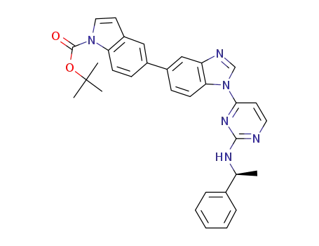 2-[(S)-1-Phenylethylamino]-4-[5-(N-(tert-butyloxycarbonyl)-indol-5-yl)benzimidazol-1-yl]pyrimidine