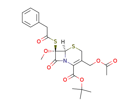 (6<i>R</i>)-3-acetoxymethyl-7<i>c</i>-methoxy-8-oxo-7<i>t</i>-phenylacetylsulfanyl-(6<i>r</i><i>H</i>)-5-thia-1-aza-bicyclo[4.2.0]oct-2-ene-2-carboxylic acid <i>tert</i>-butyl ester