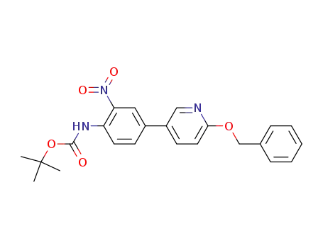Molecular Structure of 335255-12-4 ([4-(6-Benzyloxy-pyridin-3-yl)-2-nitro-phenyl]-carbamic Acid tert.-Butyl Ester)