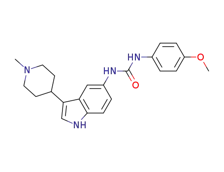 Molecular Structure of 182562-75-0 (Urea, N-(4-methoxyphenyl)-N'-[3-(1-methyl-4-piperidinyl)-1H-indol-5-yl]-)