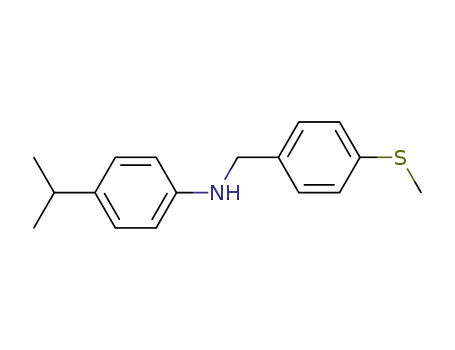 Molecular Structure of 400858-50-6 (Benzenemethanamine, N-[4-(1-methylethyl)phenyl]-4-(methylthio)-)