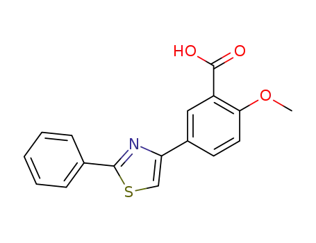 Molecular Structure of 28077-37-4 (Benzoic acid, 2-methoxy-5-(2-phenyl-4-thiazolyl)-)