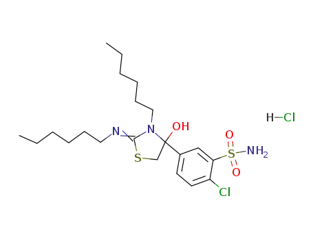 4-(4-Chloro-3-sulfamoylphenyl)-3-n-hexyl-2-n-hexylimino-1,3-thiazolidine-4-ol-hydrochloride