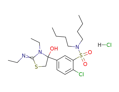 Molecular Structure of 59816-23-8 (3-Ethyl-2-ethylimino-4-(3-di-n-butylsulfamoyl-4-chlorophenyl)-1,3-thiazolidine-4-ol-hydrochloride)