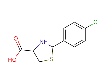 Molecular Structure of 34491-29-7 (2-(4-CHLORO-PHENYL)-THIAZOLIDINE-4-CARBOXYLIC ACID)