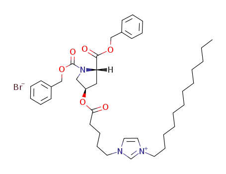 1-(5-((1,5-bis((benzyloxy)carbonyl)pyrrolidin-3-yl)oxy)-5-oxopentyl)-3-dodecyl-1H-imidazol-3-ium bromide