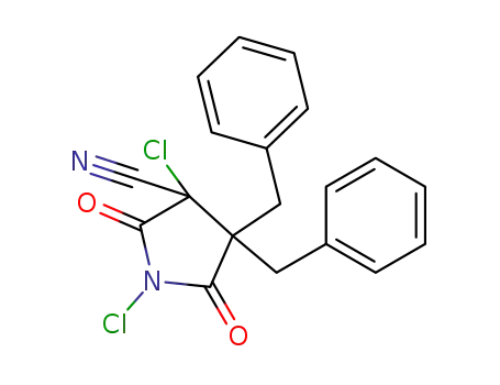 Molecular Structure of 35789-72-1 (3-Pyrrolidinecarbonitrile, 1,3-dichloro-2,5-dioxo-4,4-bis(phenylmethyl)-)