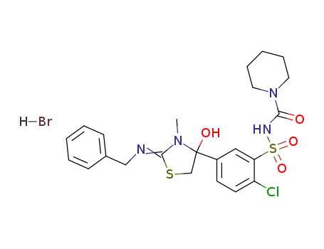 1-Piperidinecarboxamide,
N-[[2-chloro-5-[4-hydroxy-3-methyl-2-[(phenylmethyl)imino]-4-thiazolidin
yl]phenyl]sulfonyl]-, monohydrobromide
