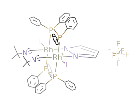 {dirhodium(I)(μ-bis(diphenylphosphino)methane)2(t-BuNC)2(μ-pyrazolato)I2}(PF6)