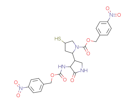 Molecular Structure of 137934-46-4 ([2,3'-Bipyrrolidine]-1-carboxylic acid,
4-mercapto-4'-[[[(4-nitrophenyl)methoxy]carbonyl]amino]-5'-oxo-,
(4-nitrophenyl)methyl ester)