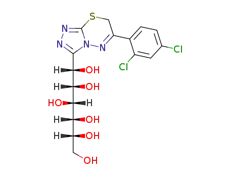 Molecular Structure of 1027801-77-9 (6-(2,4-dichlorophenyl)-3-(D-glucoheptonic-hexitol-1-yl)-7H-1,2,4-triazolo[3,4-b][1,3,4]thiadiazine)