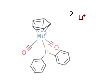 Molecular Structure of 114133-29-8 (dilithium dicarbonyl(η5-cyclopentadienyl)(diphenylphosphido)molybdate(1-))