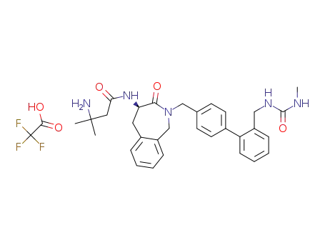 Molecular Structure of 168057-04-3 (3-Amino-3-methyl-N-[2,3,4,5-tetrahydro-2-[[2'-[[[(methylamino)carbonyl]amino]methyl][1,1'-biphenyl]-4-yl]methyl]-3-oxo-1H-2-benzazepin-4(R)-yl]butanamide, trifluoroacetate)