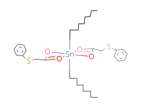 {(CH<sub>3</sub>(CH<sub>2</sub>)7)2Sn(O<sub>2</sub>CCH<sub>2</sub>S(C<sub>6</sub>H<sub>5</sub>))2}