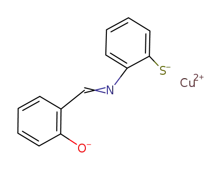 Molecular Structure of 33247-82-4 (Cu(2-{(2-mercaptophenyl)iminomethyl}phenol<sup>(2-)</sup>))