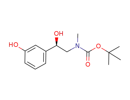 Molecular Structure of 1049702-99-9 (tert-butyl [(2R)-2-hydroxy-2-(3-hydroxyphenyl)ethyl](methyl)carbamate)